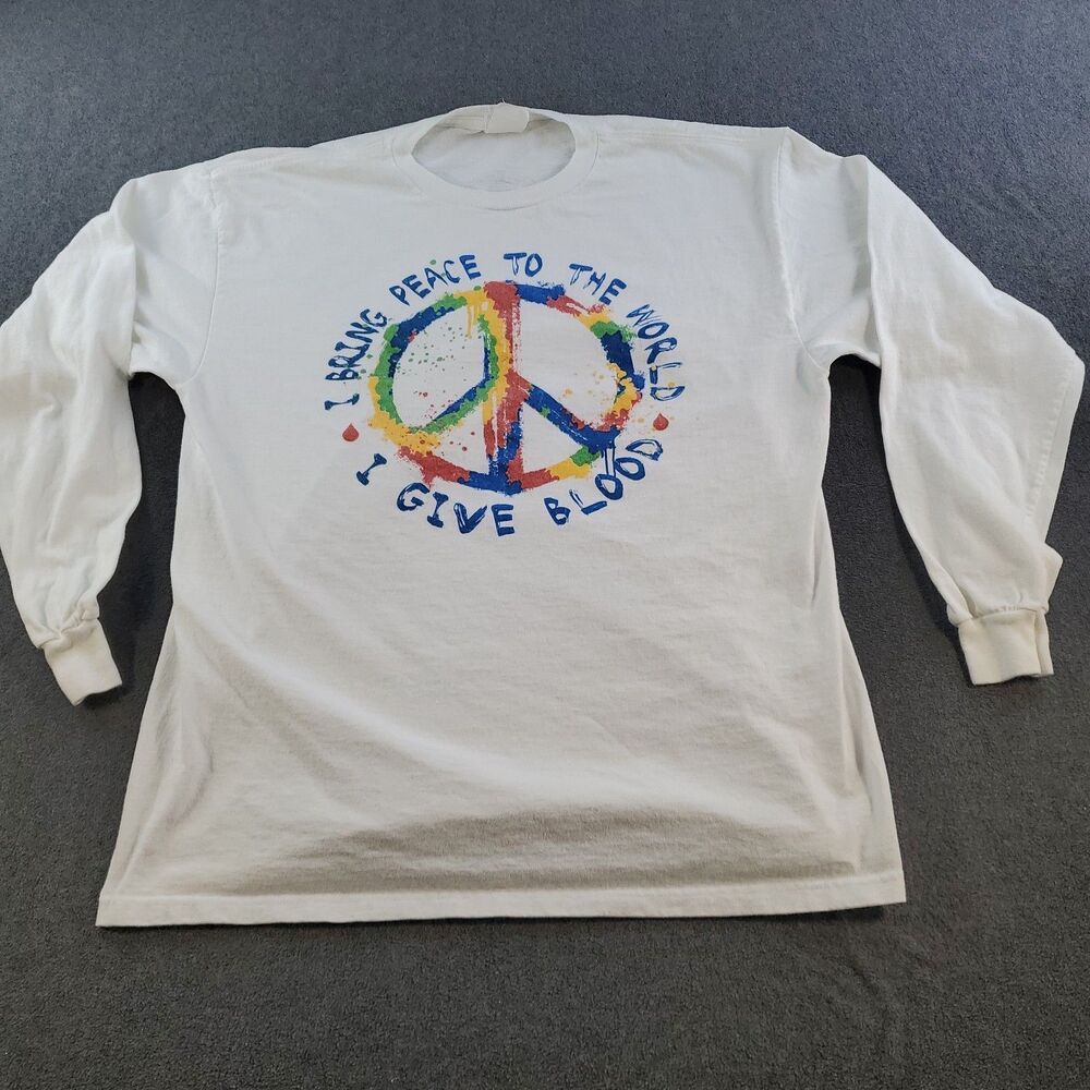 Vintage I Bring Peace to the world T-Shirt Men's Long Sleeve White